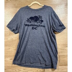 Roots Beaver T-Shirt L‎ Blue Heather Washington DC Graphic Tee